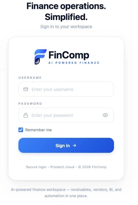 FinComp — AI-powered finance workspace
